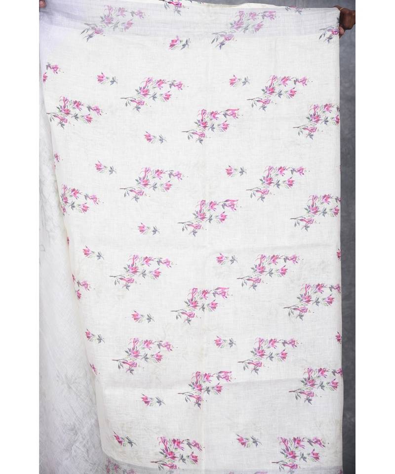 multicolor Handloom Linen digital print sarees