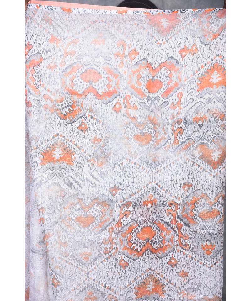 multicolor Handloom Linen digital print sarees