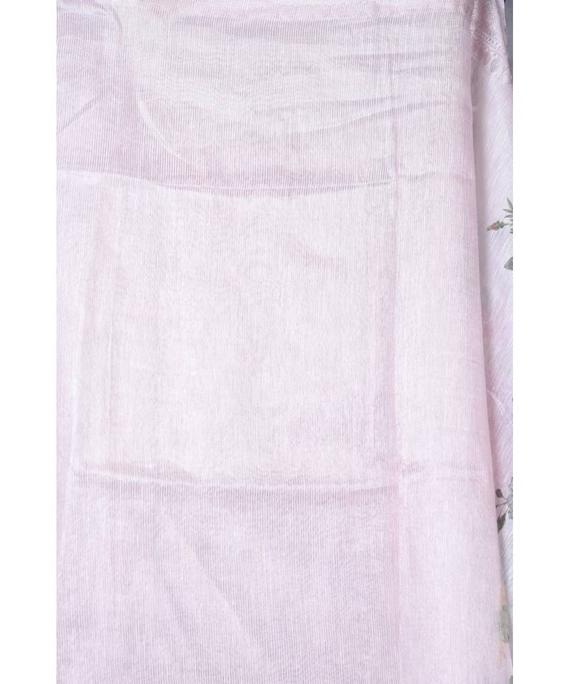 multicolor Handloom linen Banarsi Saree With Digital Print