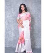multicolor Handloom linen Banarsi Saree With Digital Print