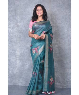 multicolor Handloom linen With Digital Print 1