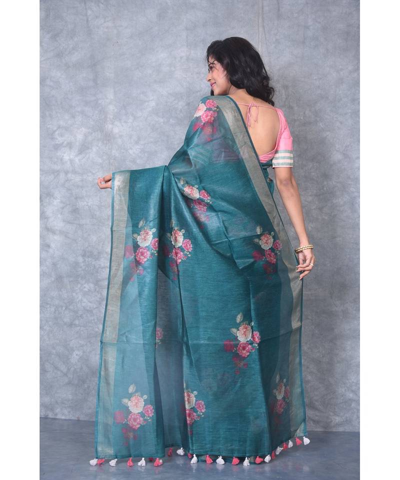 multicolor Handloom linen With Digital Print