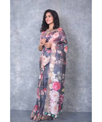 multicolor Handloom linen With Digital Print 2