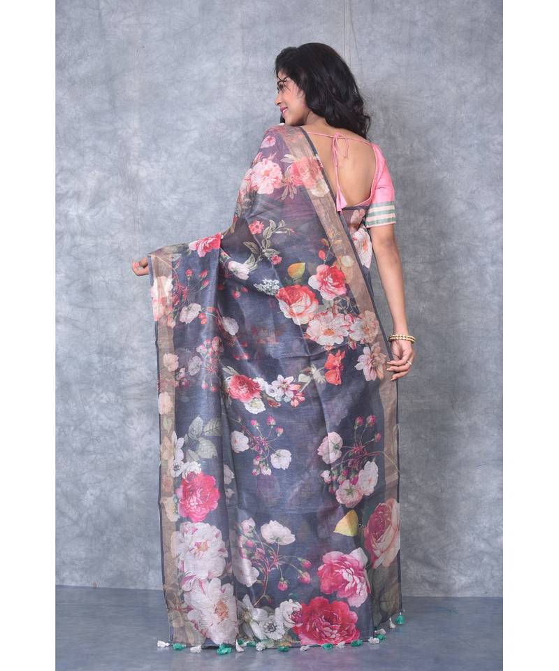 multicolor Handloom linen With Digital Print