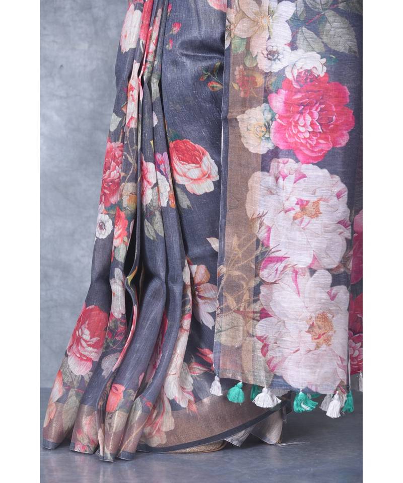 multicolor Handloom linen With Digital Print