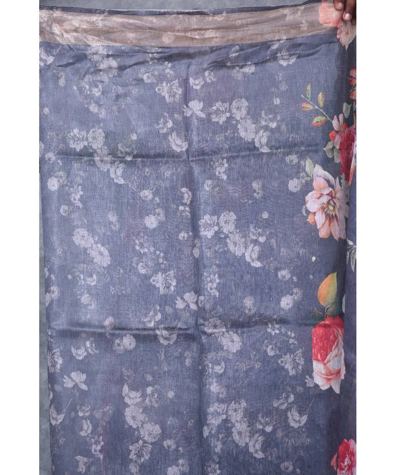 multicolor Handloom linen With Digital Print