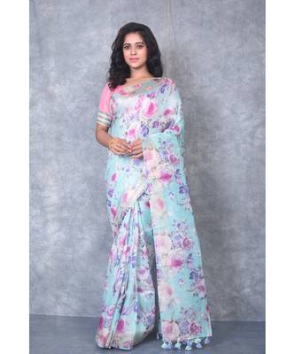multicolor Handloom linen With Digital Print 1