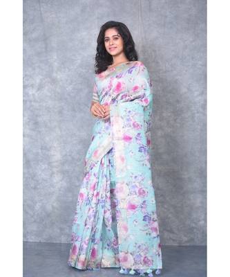 multicolor Handloom linen With Digital Print 2
