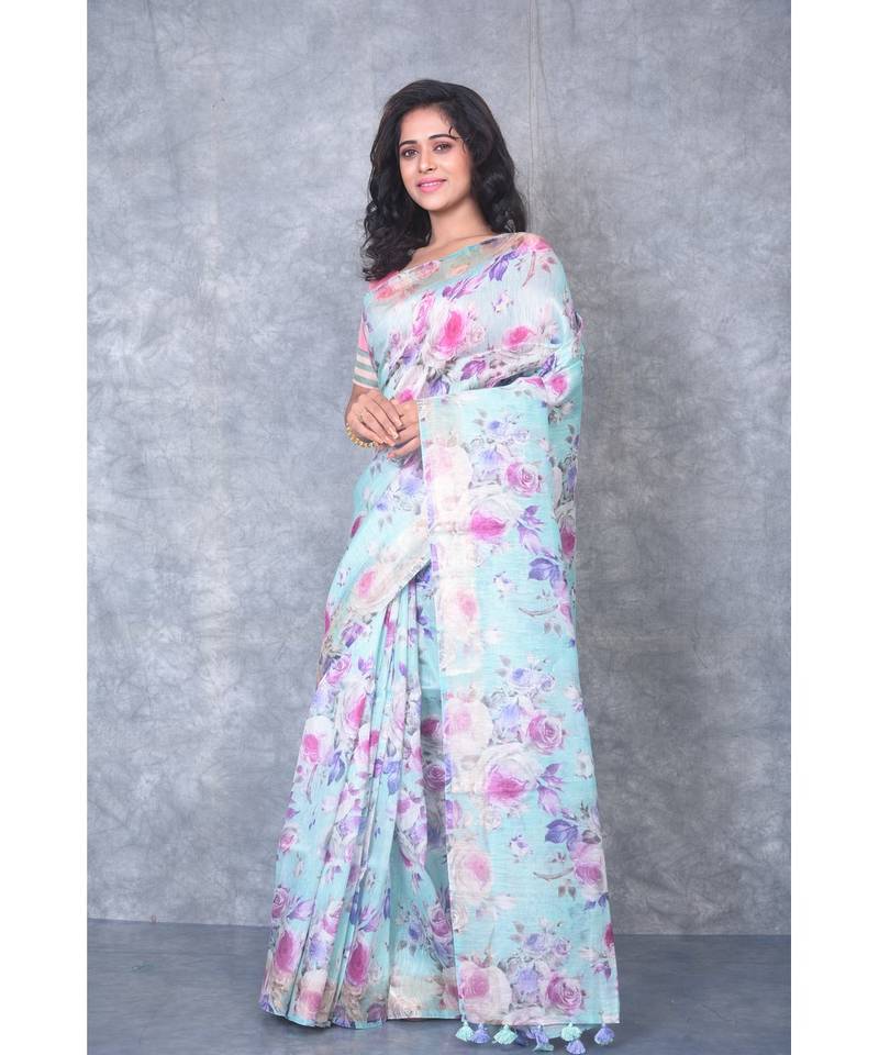 multicolor Handloom linen With Digital Print