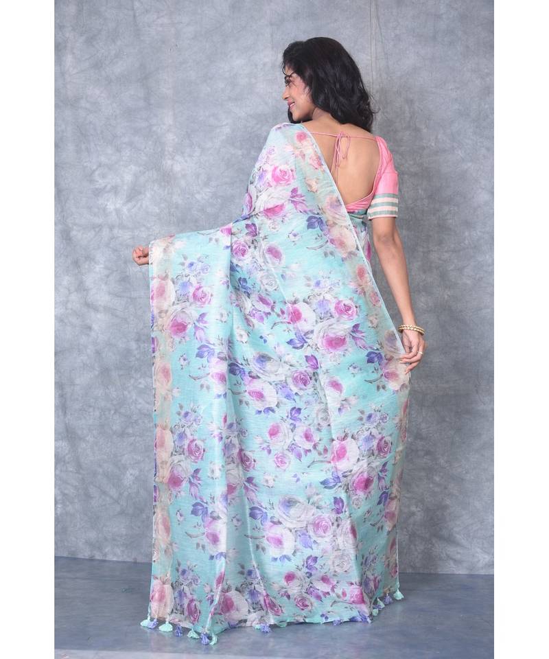 multicolor Handloom linen With Digital Print