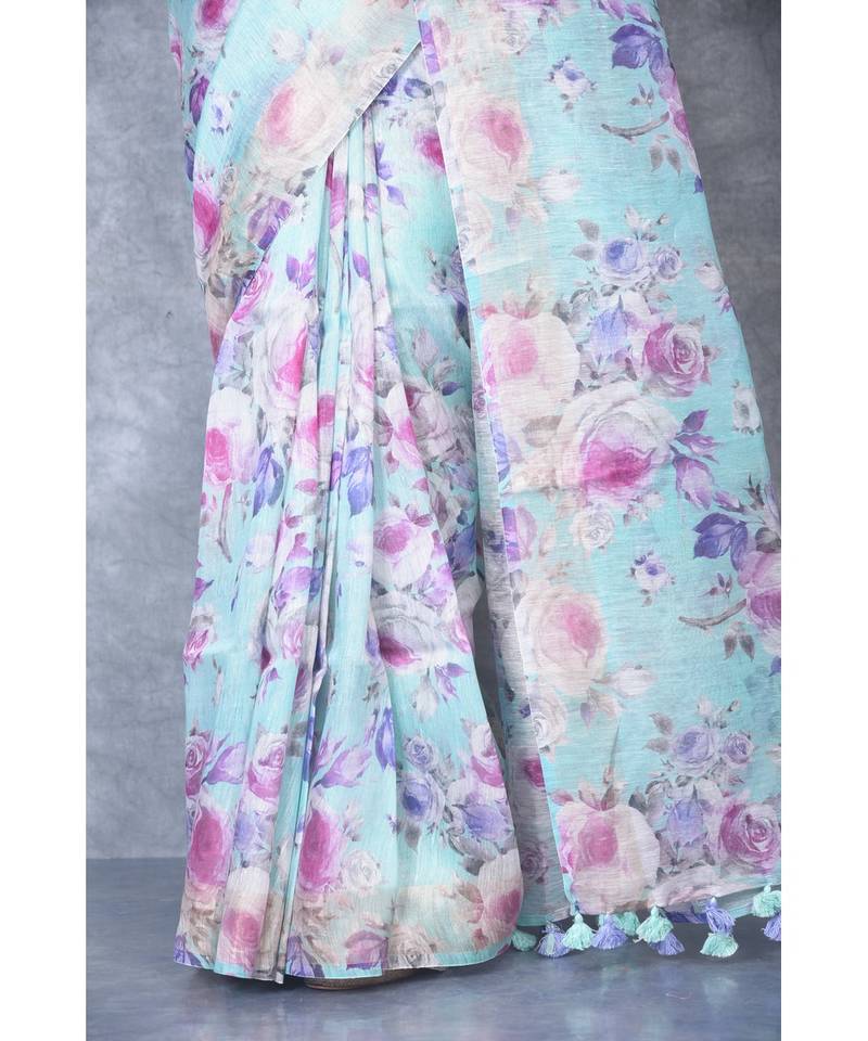 multicolor Handloom linen With Digital Print