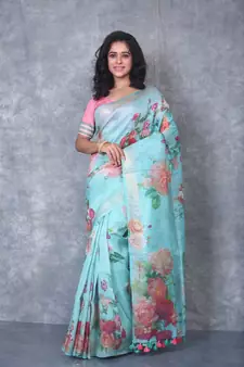 multicolor Handloom linen With Digital Print