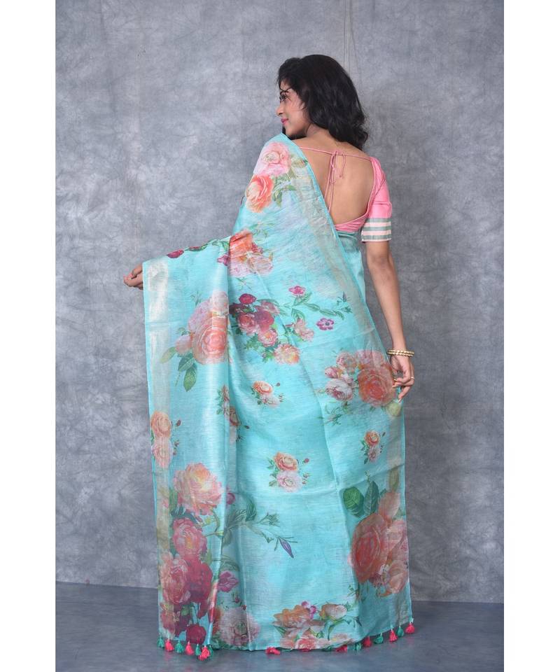 multicolor Handloom linen With Digital Print