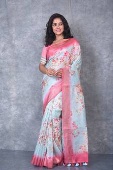 multicolor Handloom linen With Digital Print