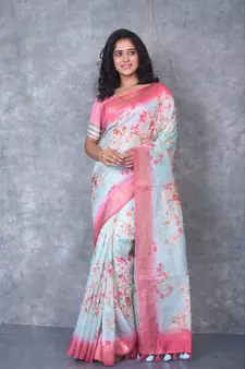 multicolor Handloom linen With Digital Print