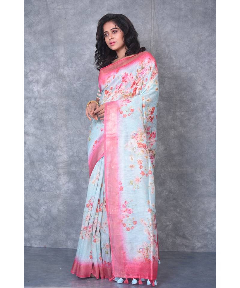 multicolor Handloom linen With Digital Print