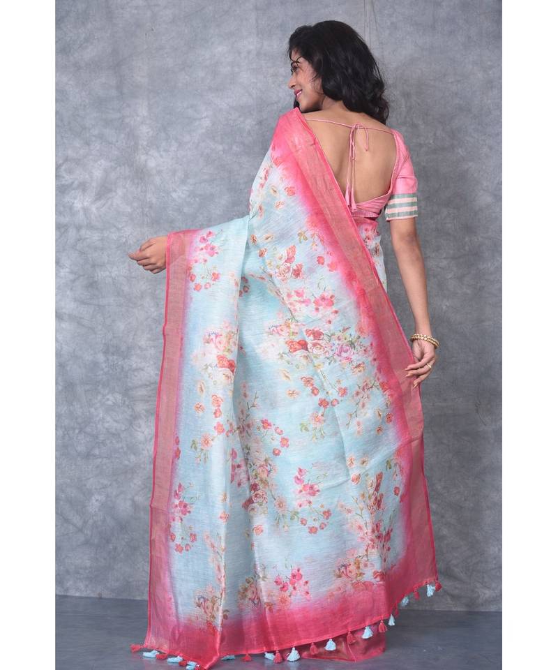 multicolor Handloom linen With Digital Print