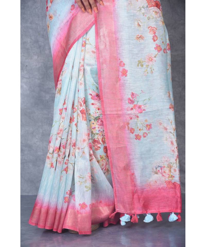 multicolor Handloom linen With Digital Print