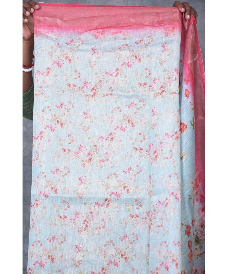 multicolor Handloom linen With Digital Print