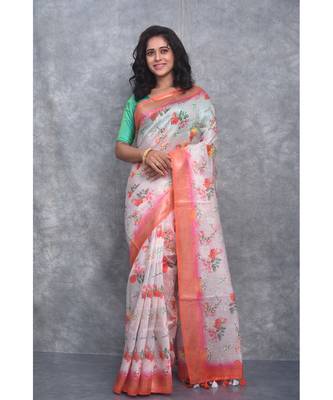 multicolor Handloom linen With Digital Print 1