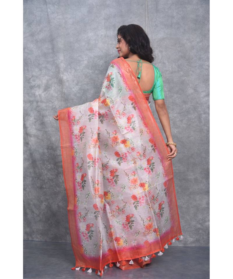 multicolor Handloom linen With Digital Print