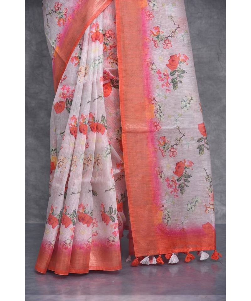 multicolor Handloom linen With Digital Print