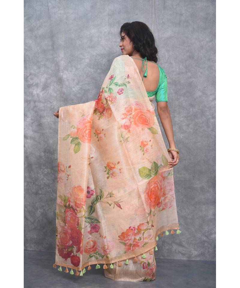 multicolor Handloom linen With Digital Print