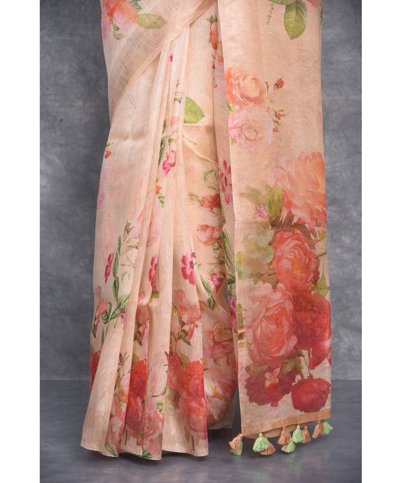 multicolor Handloom linen With Digital Print