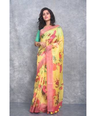multicolor Handloom linen With Digital Print 1
