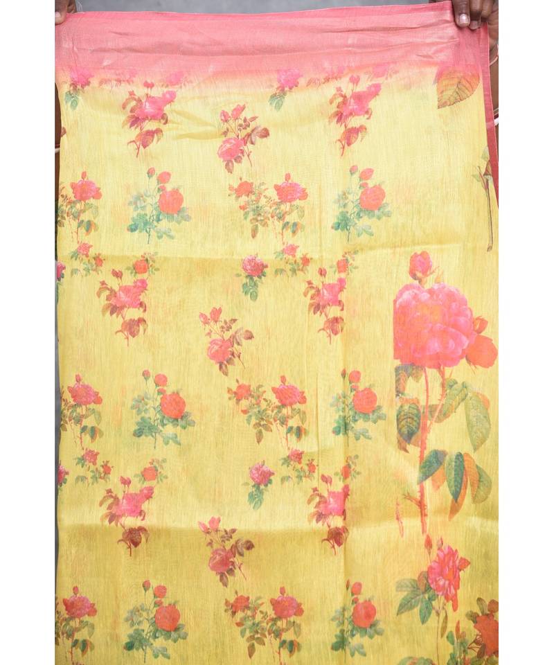 multicolor Handloom linen With Digital Print