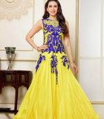 YELLOW  embroidered georgette semi-stitched salwar with dupatta