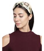 Nude & Multi Floral Embellished Faux Silk  Hair Band