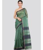 green Women s green hand woven handloom sarees With Blouse