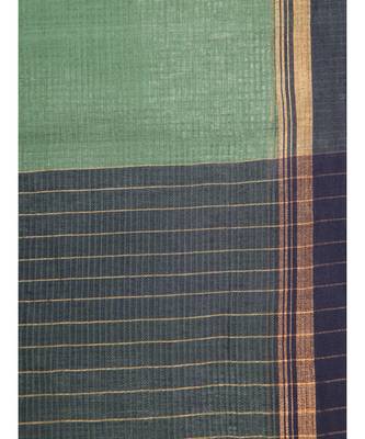 green Women s green hand woven handloom sarees With Blouse 4
