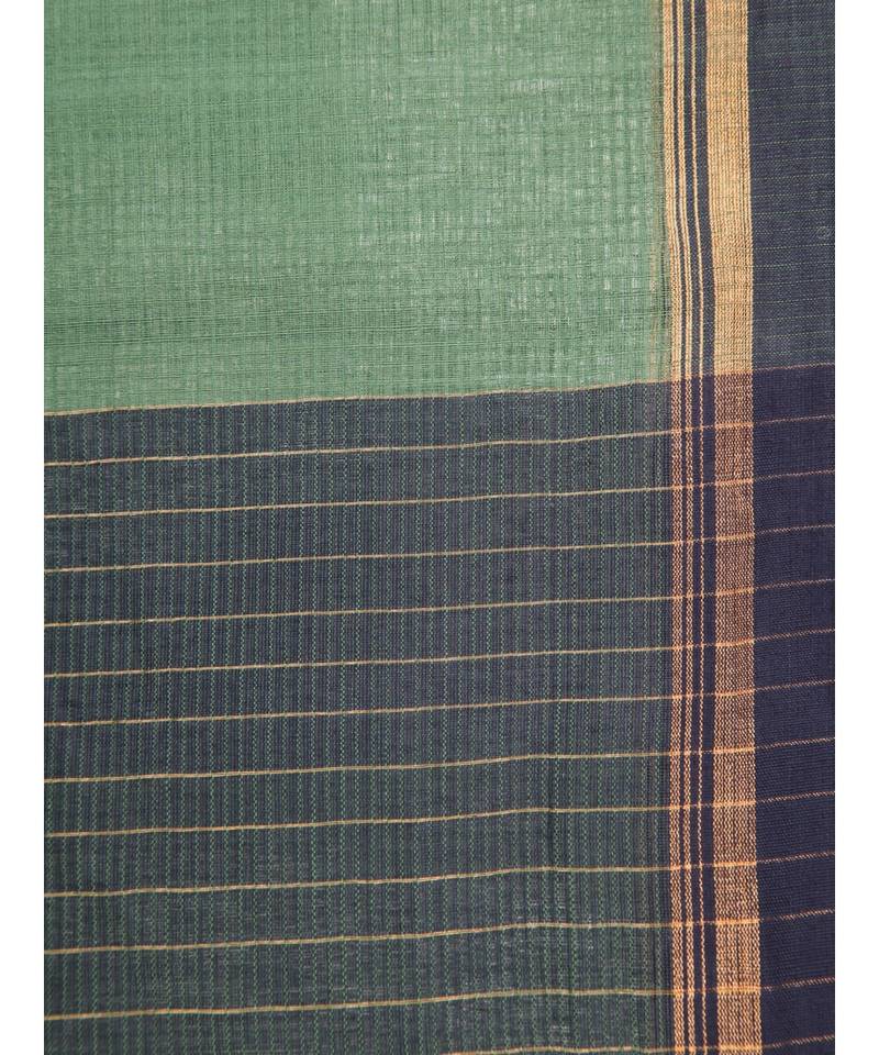 green Women s green hand woven handloom sarees With Blouse