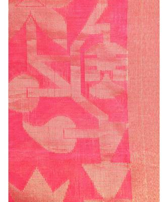 pink Women s pink hand woven cotton silk sarees With Blouse 4