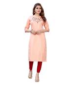 Skin Muslin Silk  quarter Sleeves Hand Work Womens Kurta