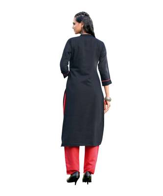 Black Muslin Silk  quarter Sleeves Hand Work Womens Kurti with bottoms 2