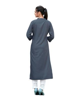 Grey Rayon  quarter Sleeves Diamond Work  Womens Kurta 2