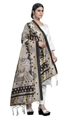 BLACK Traditional Silk Printed Dupatta 2