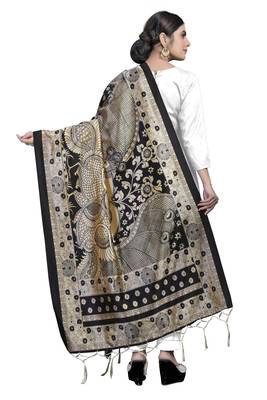 BLACK Traditional Silk Printed Dupatta 3