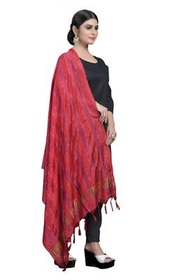 red Traditional Silk Printed Dupatta 2