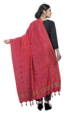 red Traditional Silk Printed Dupatta 3