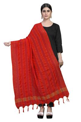 RED Traditional Silk Printed Dupatta 1
