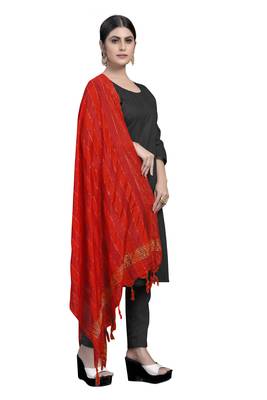 RED Traditional Silk Printed Dupatta 2