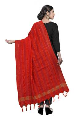 RED Traditional Silk Printed Dupatta 3