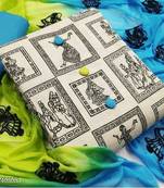 VredeVogel Blue Khadi Cotton  Unstiched Dress Materials