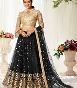 Enchanting Black zari and Sequins embroidered net Semi Stitched Party Lehenga