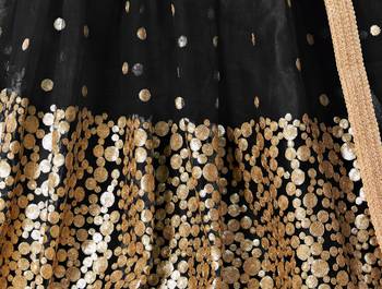 Enchanting Black zari and Sequins embroidered net Semi Stitched Party Lehenga 2