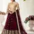 Maroon zari embroidered net Semi Stitched bridal lehenga